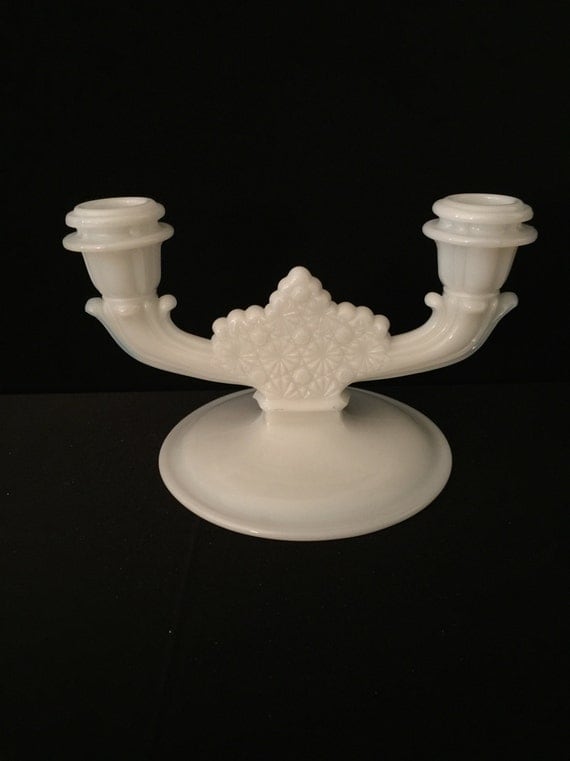 Milk Glass Candle Holder Vintage Milk Glass By Gypzycollectables