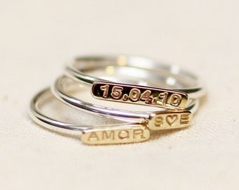 name ring stackable, thin silver ring, date ring, custom ring, personalized ring, engraved ring, word ring, love ring stackable, cute ring
