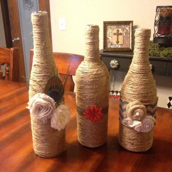 Custom Twine Bottle Handmade by OkchicDecor on Etsy