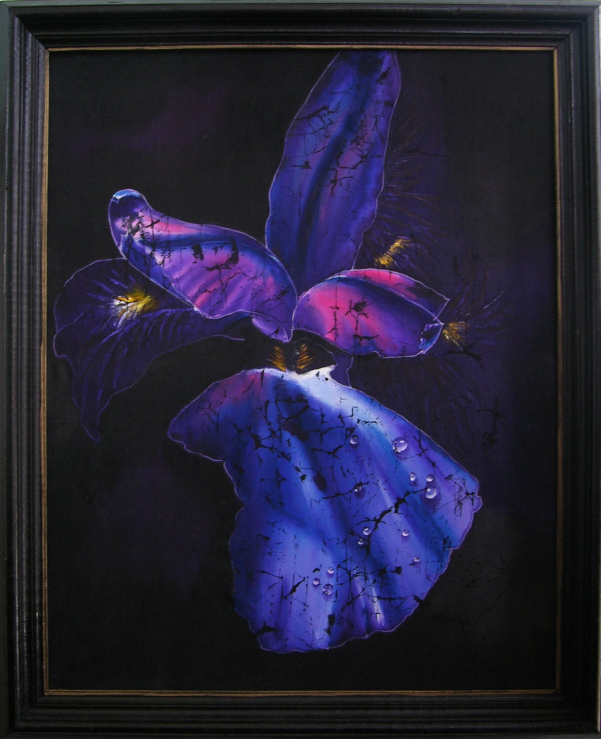 Blue Iris batik art silk painting art paintings flowers