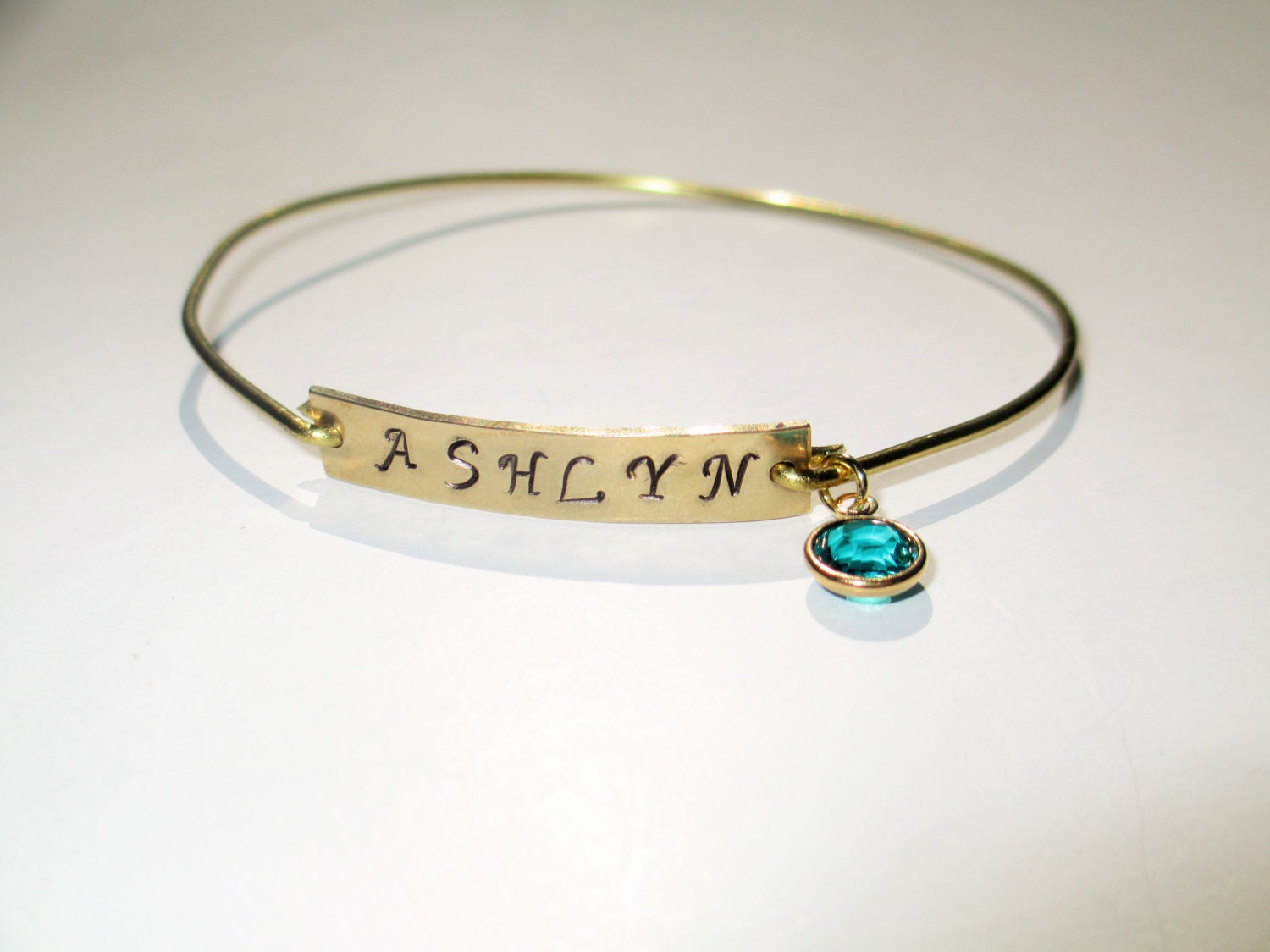 Name plate Bracelet Personalized birthstone by SilverLilacJewelry