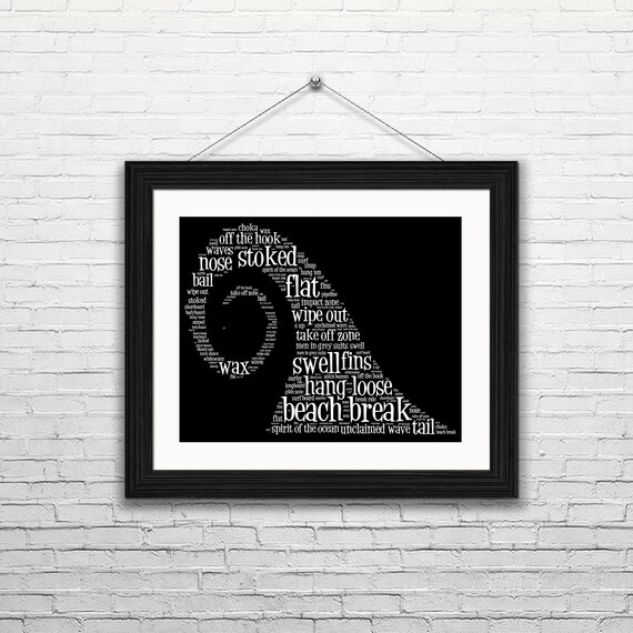 Surfers Terminology Word Art Printable Wave with by ModernDayInks
