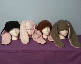 Bunny Rabbit Ear Hat Adult Fleece Cute Winter Cosplay White Black Grey Gray Brown Pink
