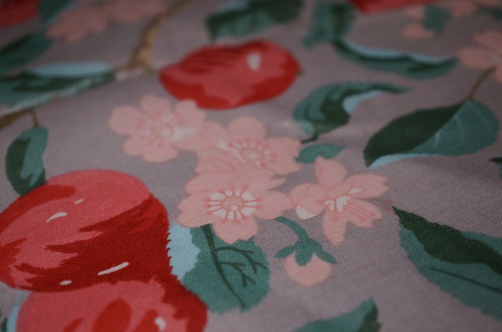 Vintage Fabric Laura Ashley 1986 Cotton Cherry Blossoms Floral
