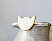 Cat Ring, sterling silver ring, silver cat ring, brass gold cat ring, kitty stacking ring