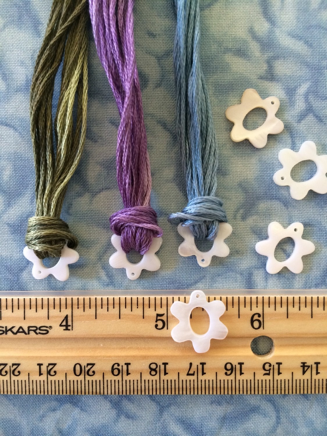 DAISY thread rings mother of pearl embroidery floss organizer or