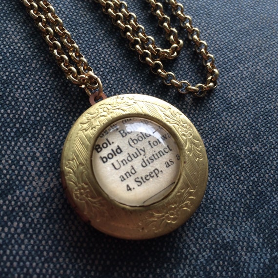 Items similar to Personalized Locket Necklace, Dictionary Locket ...