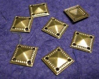 50pc antique bronze metal square connector/bead cap-1297