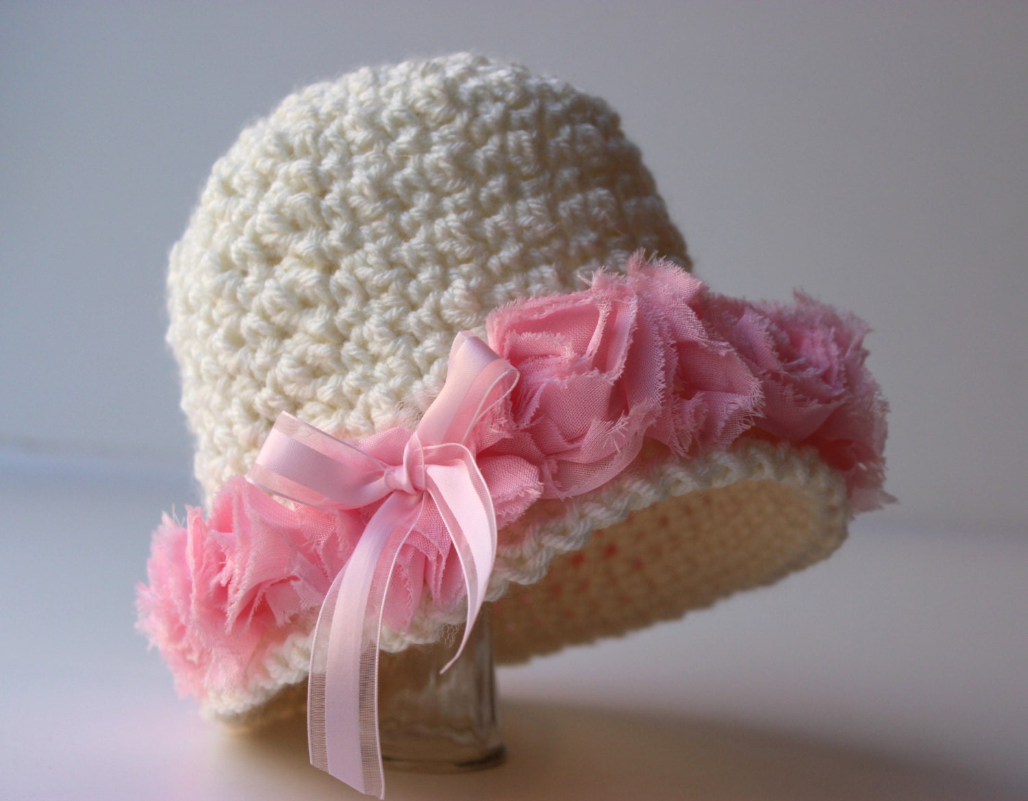 Vintage Inspired Crochet Hat Pattern Shabby Rose Trimmed