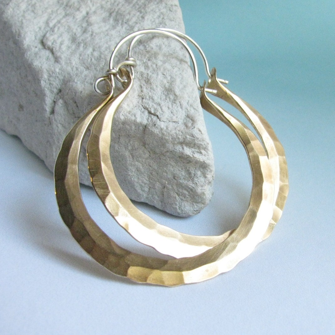 Large Brass Hoop Earrings Rio Hoops Mixed Metal Earrings