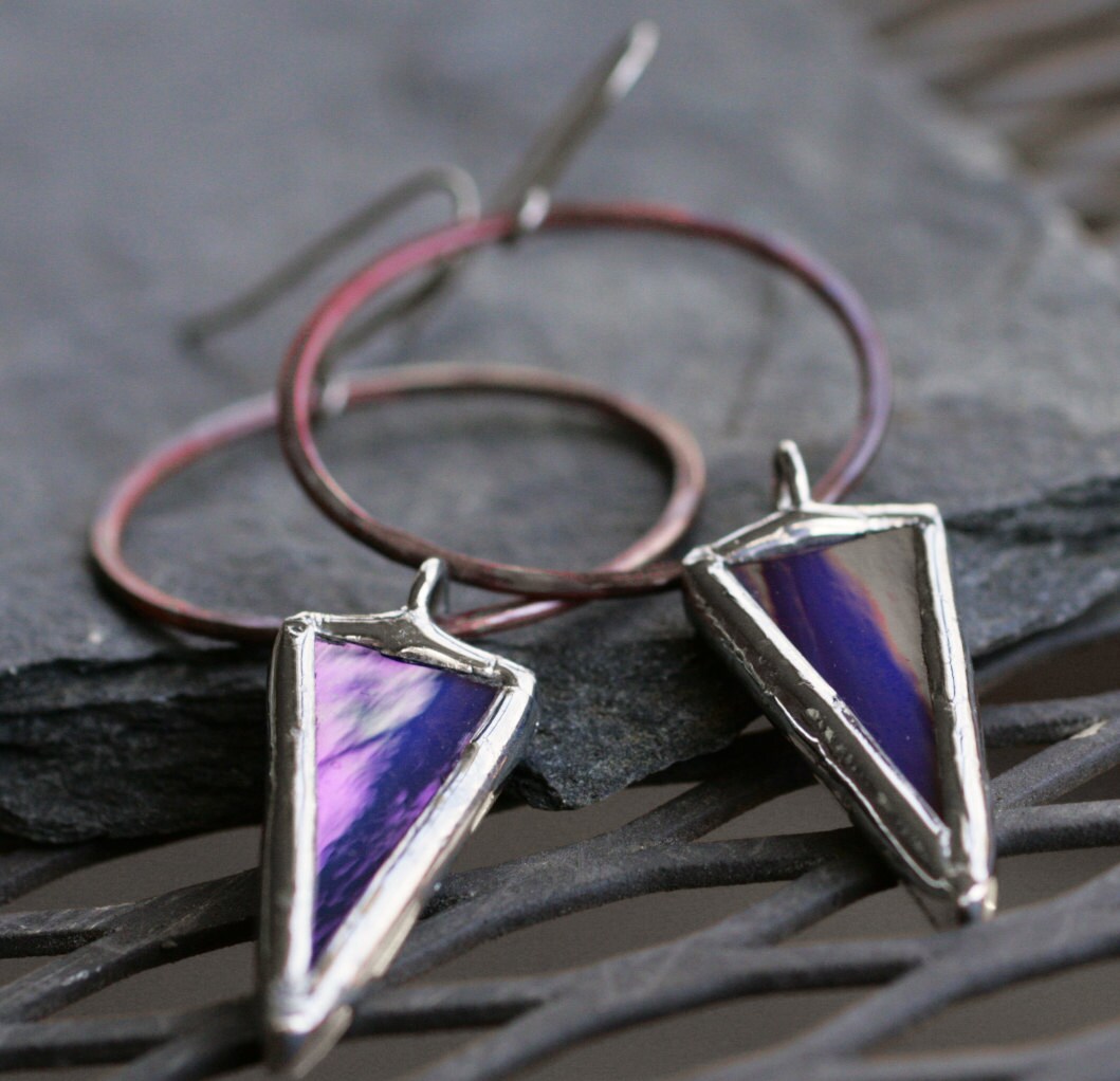 arrow earrings cobalt modern boho copper hoop earrings