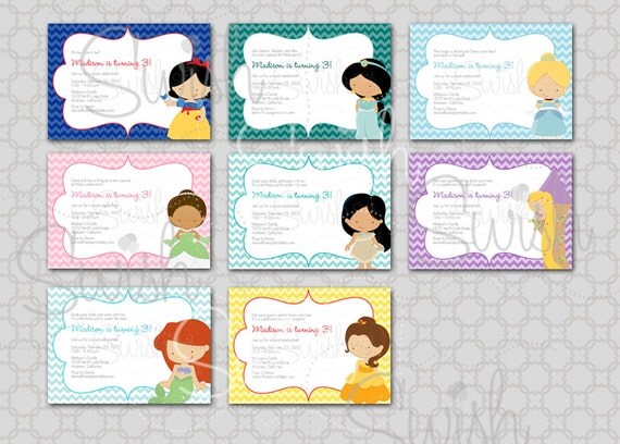 Princess Birthday Invitation - Choose one Printable Invite - 5x7 digital file Il_570xn