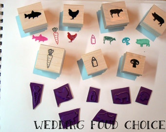 Menu, Food choice rubber stamps, meal option. P75