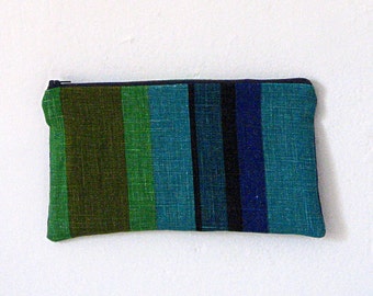 Vintage Stripe Linen Zip Bag / Pouch / Clutch / Cosmetic Bag / Vintage Fabric