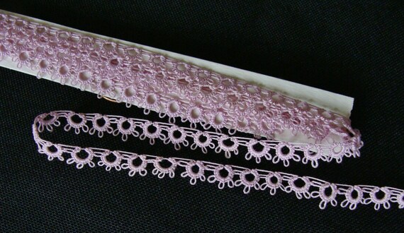 Tiny Antique Tatted Lace Trim 1.63 yards Cotton Tatting Lilac