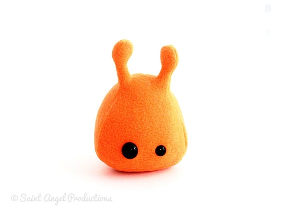 Neon Orange Stuffed Alien Plush Small Handmade Plushie READY