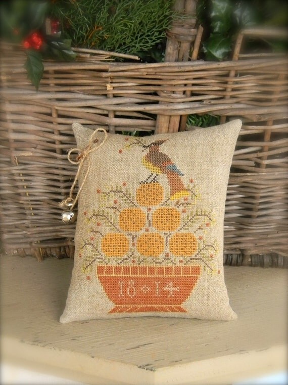 Cedar Waxwing - PAPER PATTERN for cross stitch - from Notforgotten Farm