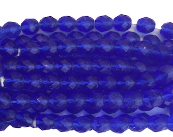 Transparent Faceted Dark Sapphire Blue Glass Beads 8mm (30) bds1501F