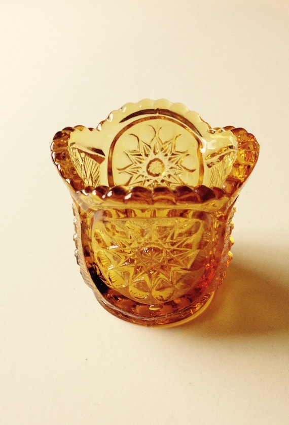 Vintage Pressed Glass Amber Toothpick Holder / by melangeatrois