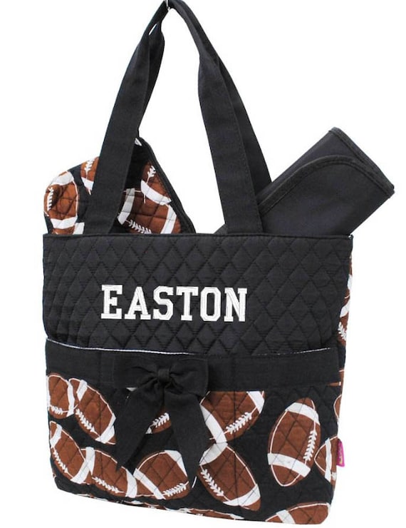 Personalized Diaper Bag Football Quilted Monogrammed Baby Boys