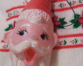 plastic santa head ornament