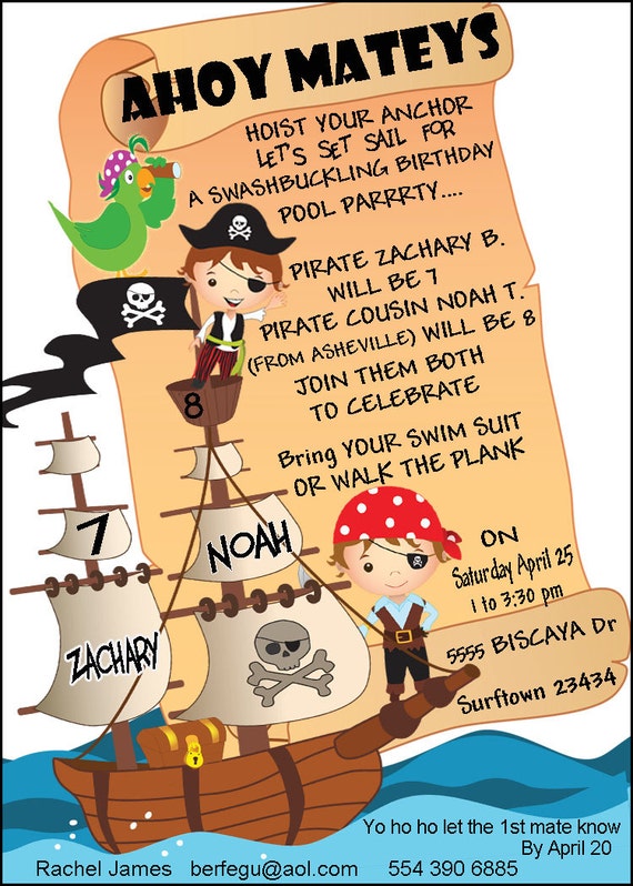 Pirate Pool Party Invitations 5