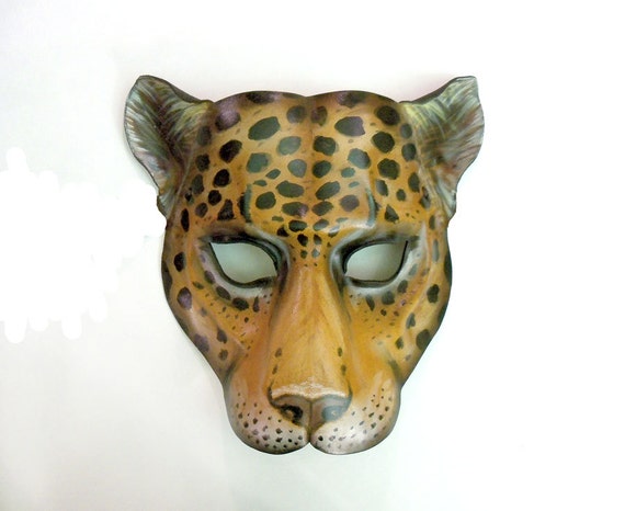LEOPARD Leather Mask cat wildcat spotted cat by teonova on Etsy