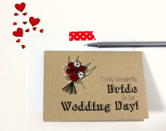 Handmade Wedding Card. Wife Card. Bride Card. Wedding Card. Roses. Bride to Be. Wedding Cards. Wedding Day Card. Brides Card. Wife Card.