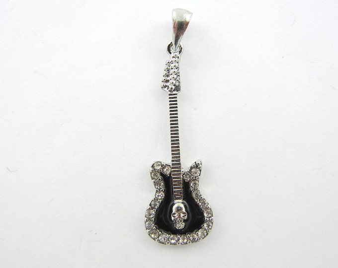 Small Silver-tone Guitar Pendant