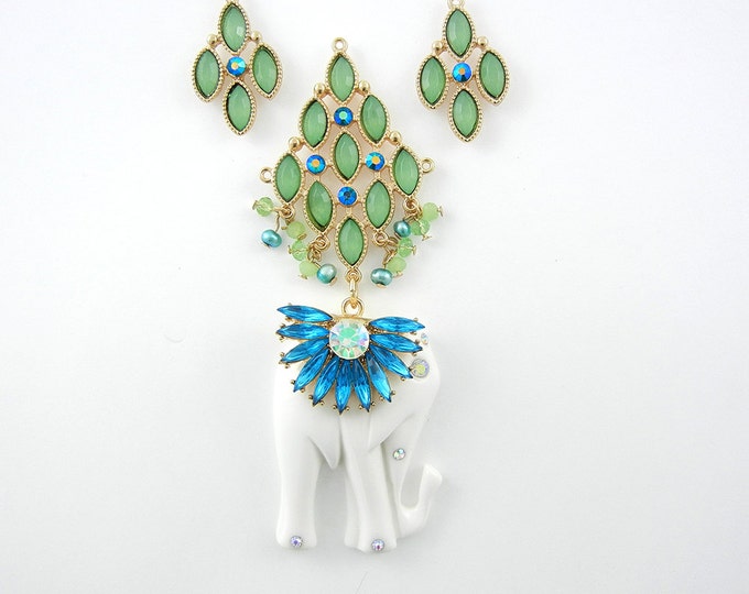 Unique Set of Acrylic Elephant Pendant and Charms