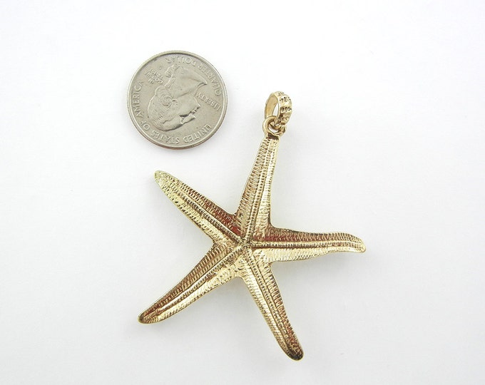 Antique Gold-tone Rhinestone Accented Starfish Pendant