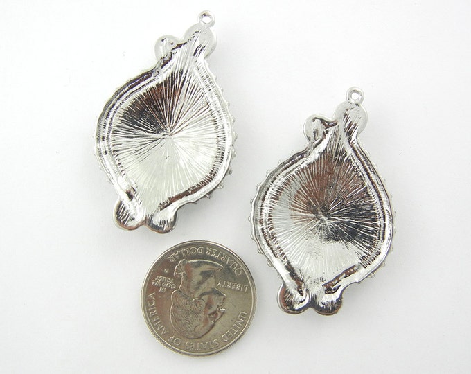 Pair of Silver-tone Love Birds Print Charms Rhinestone Accents