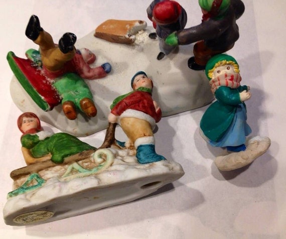 Items Similar To Vintage Christmas Village Figurines