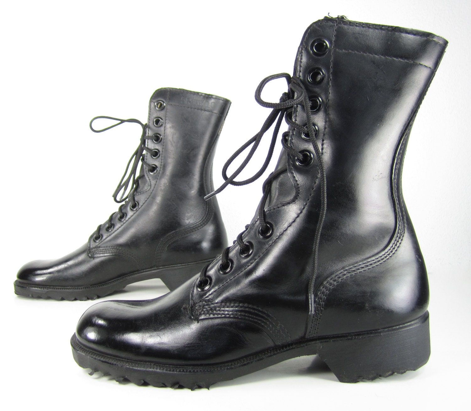 vintage 1970s black leather COMBAT boots mens 5 R womens 7 7