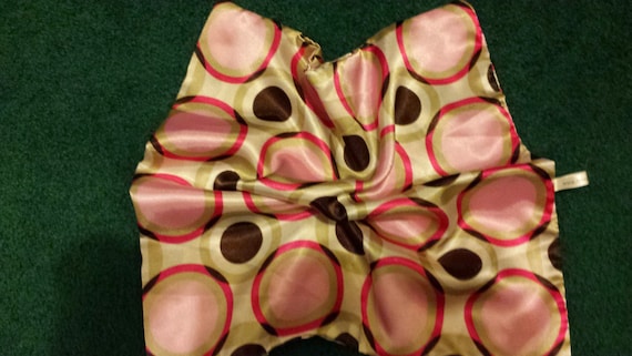 Satin Comfort Blanket - Lovey for Babies and Small Children  - 13"x13  Pink & Brown Circles
