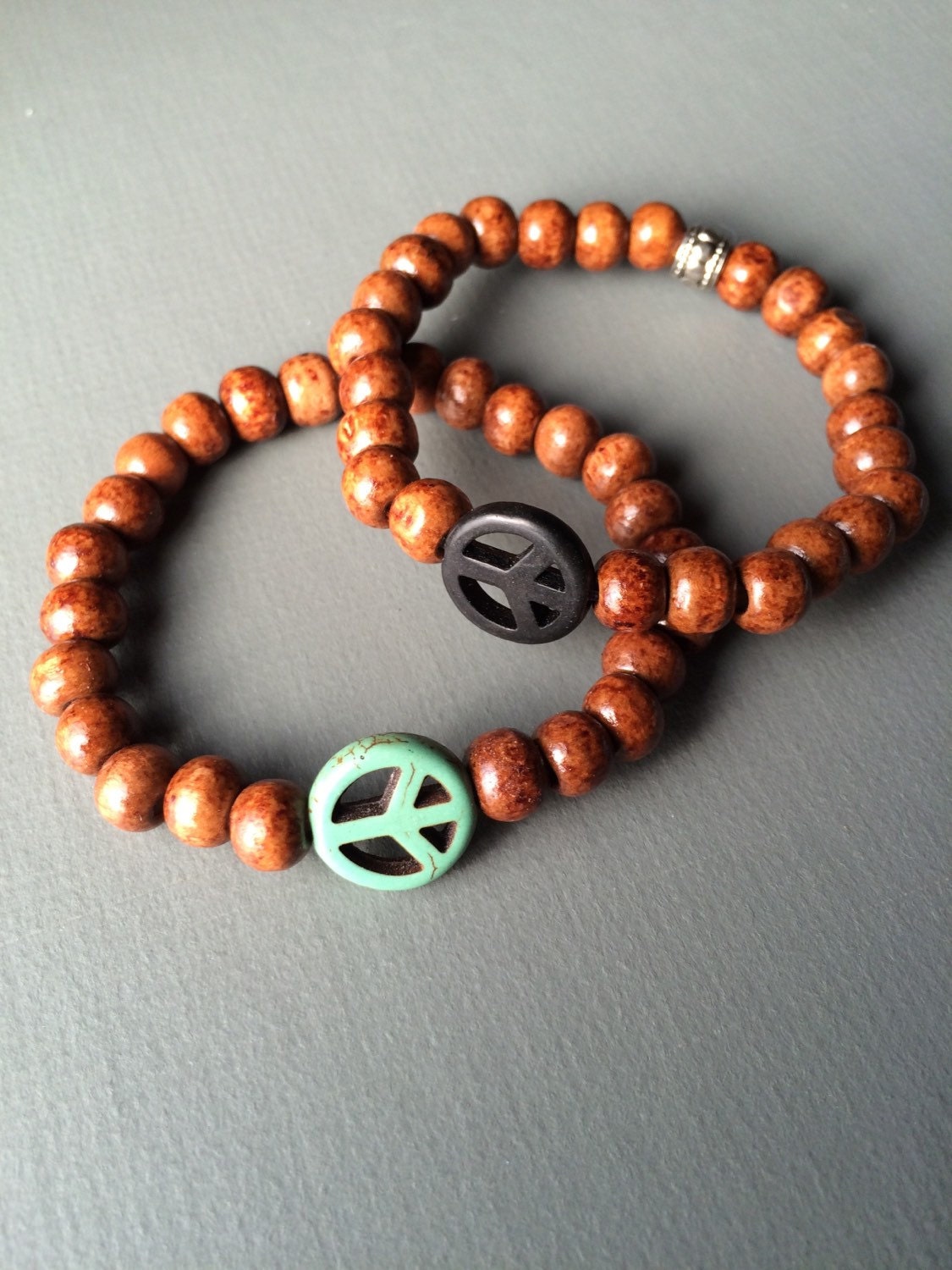 peace mala bracelet stretch bracelet wood bracelet peace