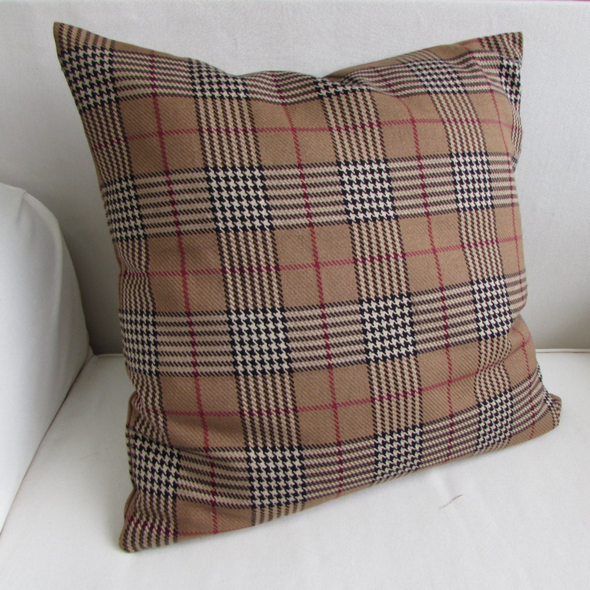 COZY PLAID designer fabric pillow cover 18x18 20x20 22x22