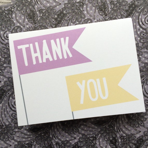 Purple and Yellow THANK YOU flag card