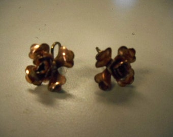 Vintage Sterling Flower Screw Back Earrings