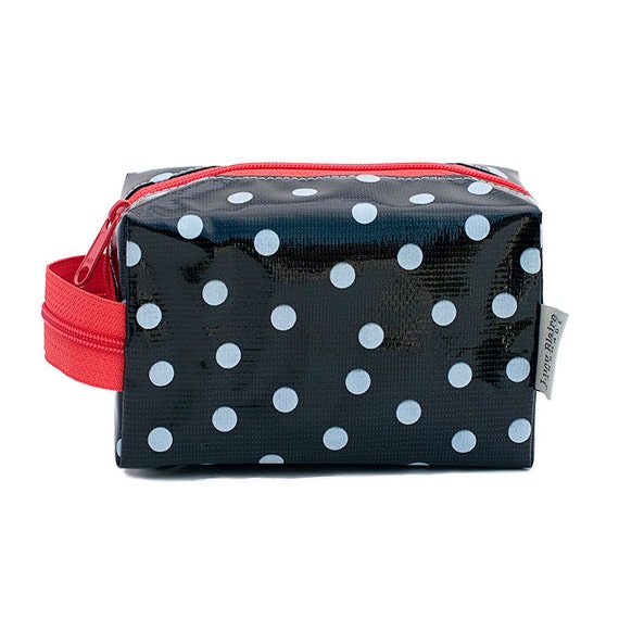 Oilcloth Makeup Bag Cosmetic Case Polka Dot Small