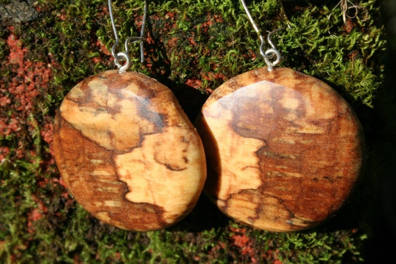 Earrings in Rare Incredible Wood   Boho Natural  Wood 1 1/2  in.  tall.Jewelry  09