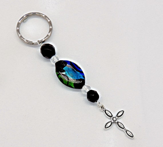 charm Cross Ring car cross Glass Blue, and for Car Charm  A  Black   Key Green with  Pretty