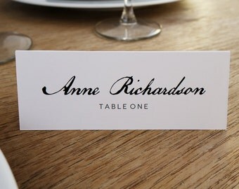 Printable Place Cards - Place Card Template - Instant Download - Black & White Place Cards - Place Card PDF - Calligraphy - Escort Card PDF