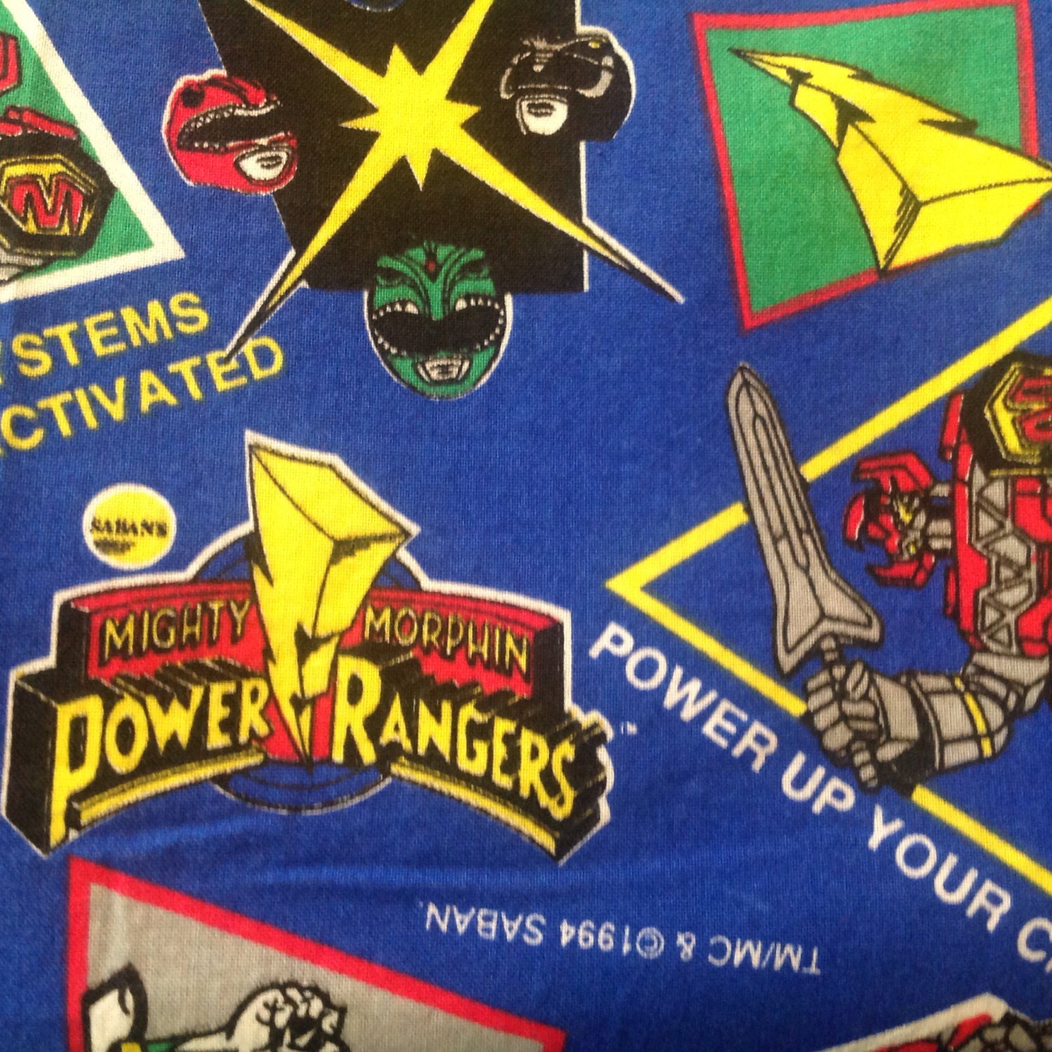 Power Rangers Fabric Action Figures .5 meter 100% Cotton