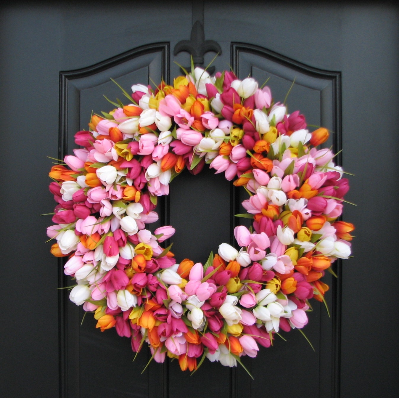 Spring Tulip Wreath Front Door Wreath Door Wreaths