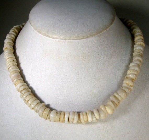 Puka Shell Necklace Natural Vintage Shell Disc Beads 1960s