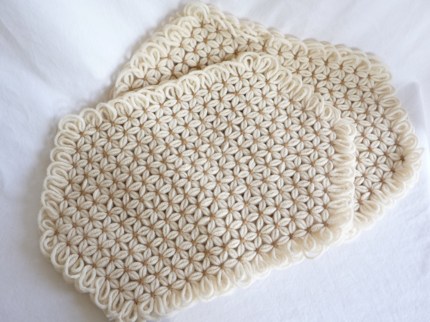 Vintage Placemats Yarn Placemats Handmade Placemats Unique