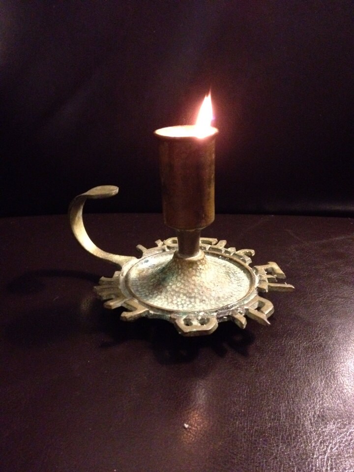 Vintage candle holder Jewish Shabbat Hebrew Israel Shabbas