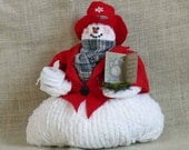 Mr. Frosty Handmade Chenille Fabric Snowman