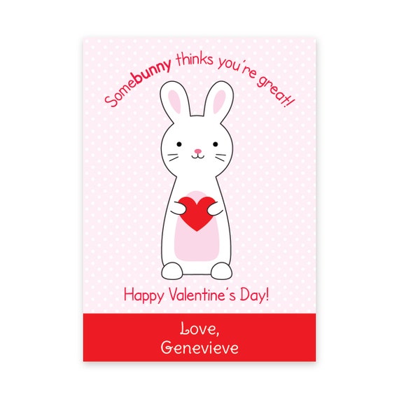 PRINTABLE Bunny Valentine Cards Bunny Rabbit Valentines Bunny Class Valentines PDF Bunny